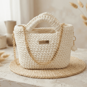 sac au crochet blanc moderne